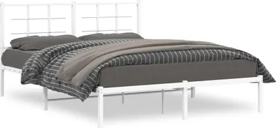 Produktbild von Möbel Bettgestell mit Kopfteil Metall Weiß 160x200 cm 2024
