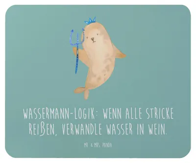 Produktbild von Mr. & Mrs. Panda Mauspad Wassermann Logik - Meeresbrise - Geschenk, pc, Geschenke Sternzeichen, mausunterlage, Kreativität, mousematte, Mousepad, Tierkreiszeichen