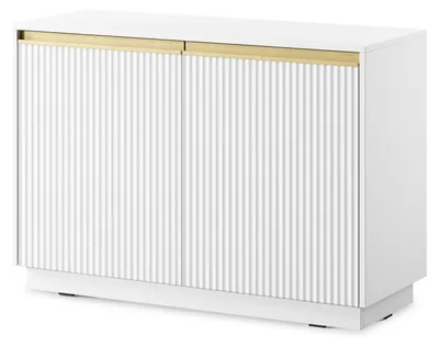 Produktbild von Kommode Westa Weiß 71.4x103.5x39 cm mit gerillten Fronten & goldenen Griffen