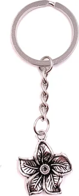 Immagine prodotto di Onwomania Portachiavi Fiore di fiori in metallo argento rosa Ciondolo Charm