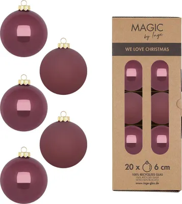Weihnachtskugeln Glas 6cm 20 Stück - Dusty Rose