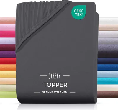Produktbild von Jersey Spannbettlaken Topper Bettlaken 160x200 cm Anthrazit