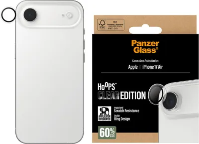 Obrázek produktu pro PanzerGlass ® Hoops® Camera Lens Protector Transparent iPhone Air, Apple, Apple - iPhone Air, Aplikace nasucho, Odolné proti poškrábání, Odolný proti nárazům, Průhledná, 1 kusů