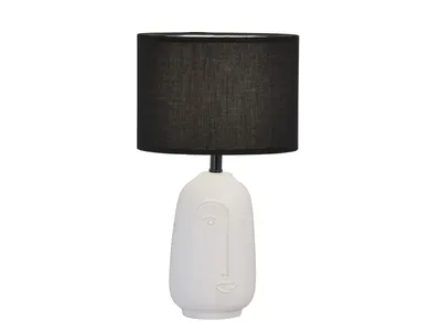 Produktbild von Fischer & Honsel Face Tischleuchte E14 Stoffschirm Chintz schwarz weiß 50716
