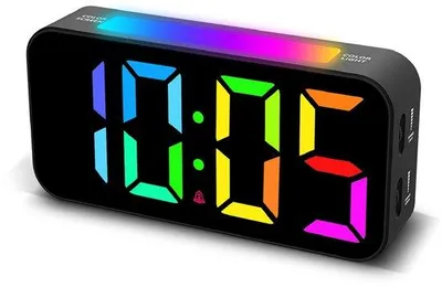 Image de Réveils numériques avec grand écran, 8 couleurs, 3 niveaux de volume, mode veille, rétroéclairage, pour la chambre à coucher