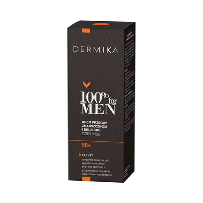 Zdjęcie produktu dla Dermika 100% For Men 50+ Krem przeciw zmarszczkom i bruzdom dzień i noc, 50 ml