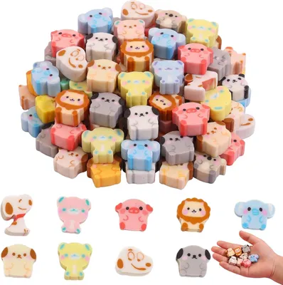 Immagine prodotto di Set di gomme da cancellare, 50 pezzi, con simpatiche forme di animali, mini, per bambini