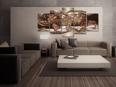 Produktbild von Akustikbild Weltkarte Abstrakt 200x100 cm Bilder Akustikschaum Hochleistungsschallabsorber Schallschutz Leinwand 5 tlg Wandbild Raumakustik Schalldämmung Landkarte World Mao k-C-0019-b-o