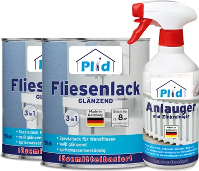 Produktbild von Plid PolyurethanFliesenlack Lichtgrau glänzend 1,5 l mit Anlauger 0,5 l