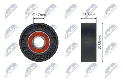 Produktbild von NTY RNK-CT-060 Spannrolle Keilrippenriemen 65mm für MINI Schrägheck (R56) passend für PEUGEOT 2008 Kombi (CU) 207 (WA, WC) 208 I Schrägheck (CA, CC)