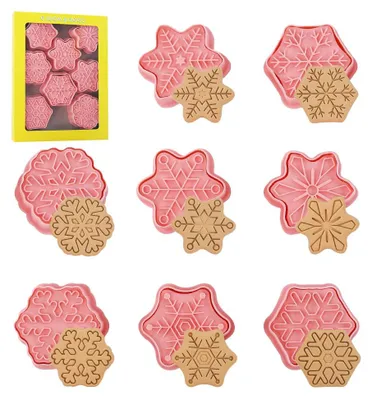Produktbild von 8-teiliges 3D-Weihnachts-Ausstechformen-Set, Schneeflockenformen, Fondantformen-Set, Schneeflockenformen, Weihnachts-Ausstechformen-Set, Fondant-Weihnachtsformen