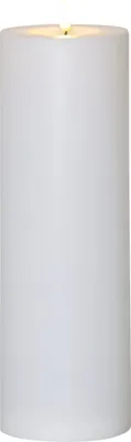 Produktbild von Star Trading 061-26 LED-Kerze "Flamme Rak" natürliche Flamme, weiß, Kunststoff, ca. 10x32,5 cm, Lichtsensor,  Batterie, Timer, outdoor,  Vierfarb-Karton