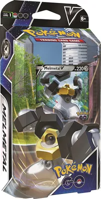 A product box for a Pokemon trading card game deck featuring Melmetal V.
