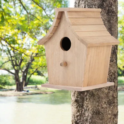 Imagen del producto de Casetilla de pájaros de madera para colgar - Nido decorativo para pájaros pequeños