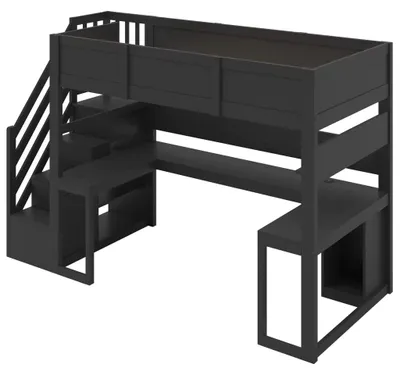 Zdjęcie produktu dla Łóżko piętrowe gamingowe - łóżko piętrowe z biurkiem - 90 x 200 cm - z miejscem do przechowywania - czarne