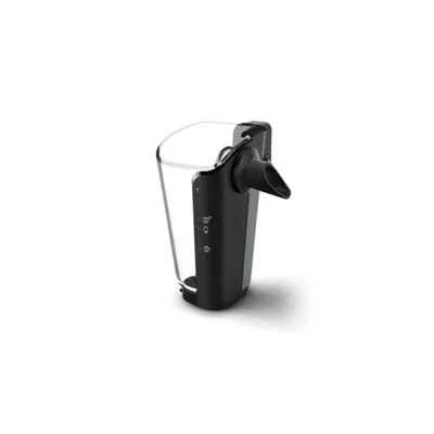 A black and transparent device on a white background.