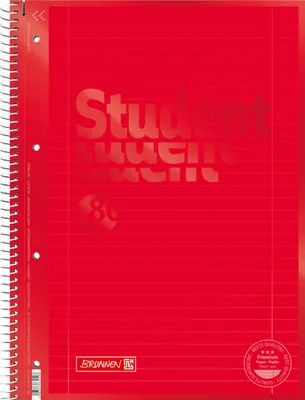 Immagine prodotto di BRUNNEN 1067927123 Collegeblock Student Premium Colour Code A4 foderato, con riga di margine interna ed esterna, Lin. 27 Copertina: rosso