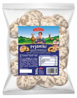 Produktbild von DOVGAN "Prjaniki" Feingebäck mit Karamell-Kondensmilchfüllung 300g