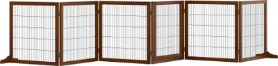 Image de PawHut barrière de sécurité chien 6 pièces, 432 x 70 cm Barrière de sécurité pliable avec 2 pieds de support, barrière autonome pour chiens, barrière d'escalier pour chiens de taille moyenne, pour couloir, escalier, café