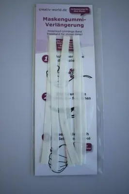 Produktbild von Maskenverlängerung Trageband Hinterkopf Gummiband kein Ohrenziepen NEU im Set Color - weiß Stückzahl - 12 Stück