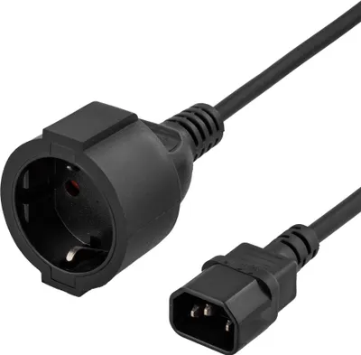 Image de DELTACO Adaptateur d'appareils, IEC C14 mâle sur CEE 7/4 (Schuko) femelle, 1m