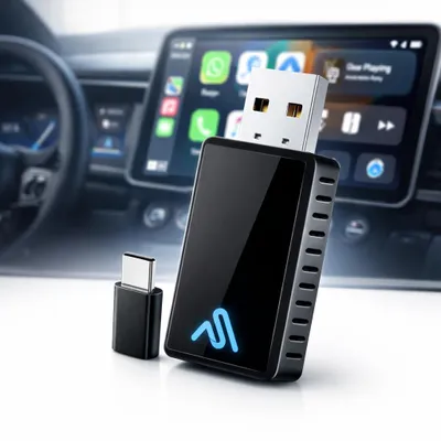 Obrázek produktu pro AutoSky CarPlay & Android Auto Adapter - bezdrátový, Plug & Play, kompatibilní s továrním CarPlay