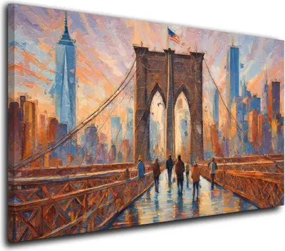 Produktbild von Brücke New York bridge USA Wandbild Leinwandbild XL für Wohnzimmer: 120x80x2cm