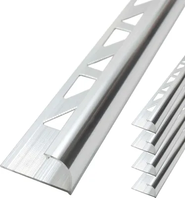 Produktbild von Dalsys Fliesenschiene Viertelkreisprofil Aluminium (eloxiert) Silber matt 2,5m x 10mm, 5 Stück, Rundprofil Halbrundprofil