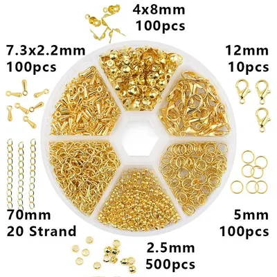 Image de Kit d'accessoires pour bijoux - Modèle TH03 - Fermoirs et crochets - Pour bracelets et boucles d'oreilles - Acier inoxydable et alliage de zinc - Fabrication de bijoux DIY - Réparation de bijoux