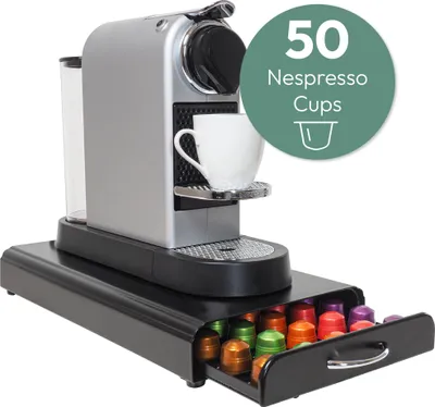 Produktbild von Nespresso Kapselhalter - Kapselhalter Nespresso für mehr Ordnung und Platz - Gadgy Kapsel Aufbewahrung für 50 Nespresso Kaffeekapseln - Edelstahl - Schwarz