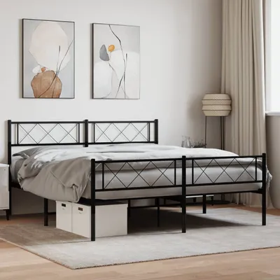 Produktbild von Möbel Bettgestell mit Kopf- und Fußteil Metall Schwarz 140x200 cm - Klassische Betten 372296