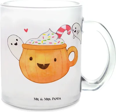 Produktbild von Mr. & Mrs. Panda Tee Tasse Kaffee Gespenst - Transparent - Geschenk, Dekoration, Pumpkin Spiced Latte, Trinkglas, Pott, Teetasse aus Glas, Halloween, Teeglas, Deko