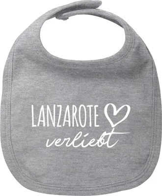 Produktbild von Huuraa Baby Lätzchen Lanzarote verliebt Heather Grey Klettverschluss  Baumwolle Latz Geschenkidee
