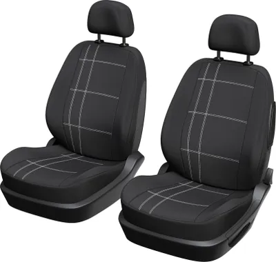 Zdjęcie produktu dla Pokrowce na Siedzenia Samochodowe Przednie, XLCOVER, Kompatybilne z Airbag, Czarne, 2 sztuki, Z Pokrowcami na Zagłówki