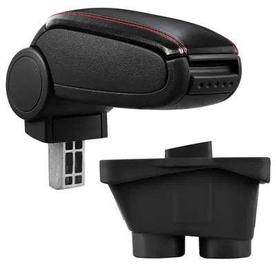 Armlehne Mittelarmlehne Leder Bezug Schwarz / Rot für Peugeot 208 ab 2012 – Produktansicht
