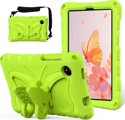 Produktbild von Kinder Hülle für Xiaomi Redmi Pad SE 8,7" 4G 2024 Leicht Stoßfeste EVA Kindgerechtes Schutzhülle mit Schultergurt, Schmetterlings-Ständer hellgrün