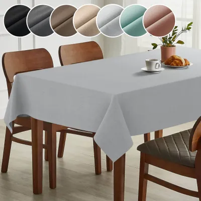 Produktbild von Tischdecke Leinen-Optik - MILA Premium Stoff-Tischtuch mit Beschichtung Tischwäsche Stoff-Tischdecke uni Perlmut 140x100cm mit Schnittkante