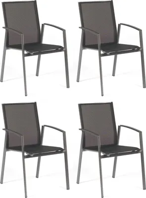 Produktbild von Sonnenpartner Fresno 4er-Set Stapelstühle Aluminium/Textilen anthrazit Stapelstuhl