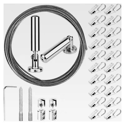 Produktbild von 5 Meter Seilspanngarnitur mit 20 Haken für Vorhänge und InnenraumNachbildungation
