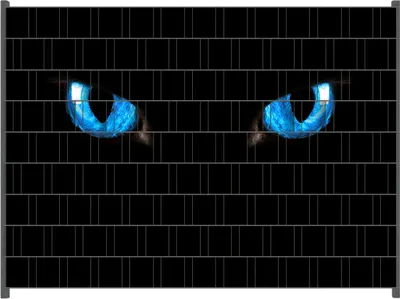 Produktbild von Wallario Zaunsichtschutz mit Motiv Blaue Katzenaugen bei Nacht für Ein- und Doppelstabmatten Zäune in der Größe 250 x 180 cm