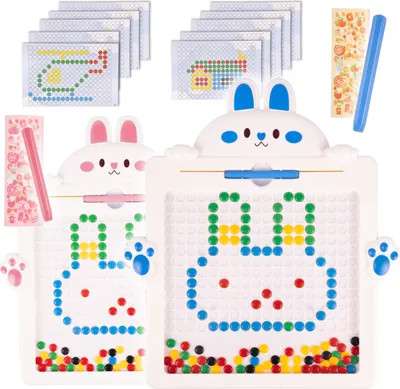 Image de MalPlay Tableau magnétique Bunny Jigsaw Puzzle 116El. perles de mosaïque éducative Talettes magiques enfants dès 3 ans, blanc