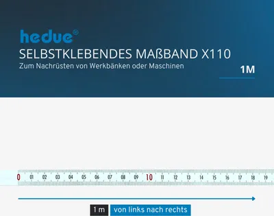 Produktbild von hedue® Selbstklebendes Maßband 1 m, von links nach rechts