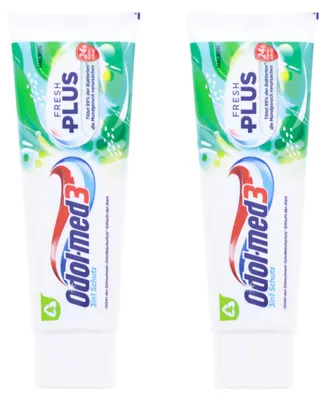 Produktbild von 2x Odol-med3 Fresh Plus Zahnpasta Zahncreme je 75ml 3in1 Schutz Minzig