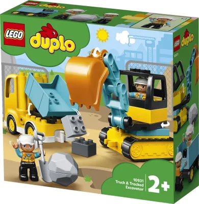 Produktbild von LEGO DUPLO Bagger und Laster Spielzeug mit Baufahrzeug für Kleinkinder ab 2 Jahren zur Förderung der Feinmotorik, Kinderspielzeug für Jungen und Mädchen 10931