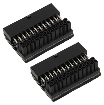 Image de Lot de 2 adaptateurs ATX 24 broches à 90 degrés : connecteur femelle 24 broches vers connecteur mâle 24 broches, rallonge à 90 degrés pour alimentation d'ordinateur de bureau