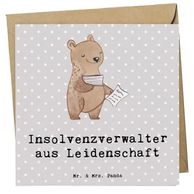 Produktbild von Mr. & Mrs. Panda Grußkarte Insolvenzverwalter Leidenschaft - Grau Pastell - Geschenk, anlasskarte, Klappkarte, faltkarte, Glückwunschkarte, doppelkarte