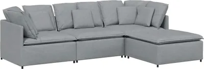 Produktbild von vidaXL Modulares Sofa mit Fußhocker Kissen Stoff Hellgrau