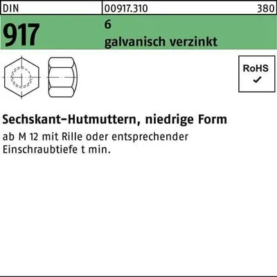 Produktbild von Reyher  917 Hutmuttern M 20 verzinkt (25 Stück)