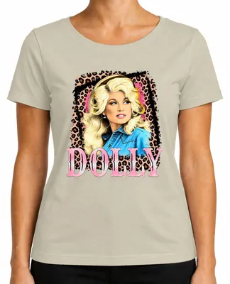 Obrázok produktu pre Dámske tričko s motívom Dolly Parton, country speváčky, "Western" štýl, prírodná farba, veľkosť M