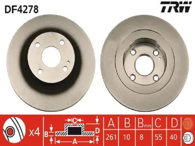 Produktbild von TRW Bremsscheiben (2 Stück) Hinterachse DF4278